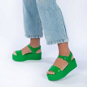 Melissa Jelly Mar Platform Sandals, Green Size 9